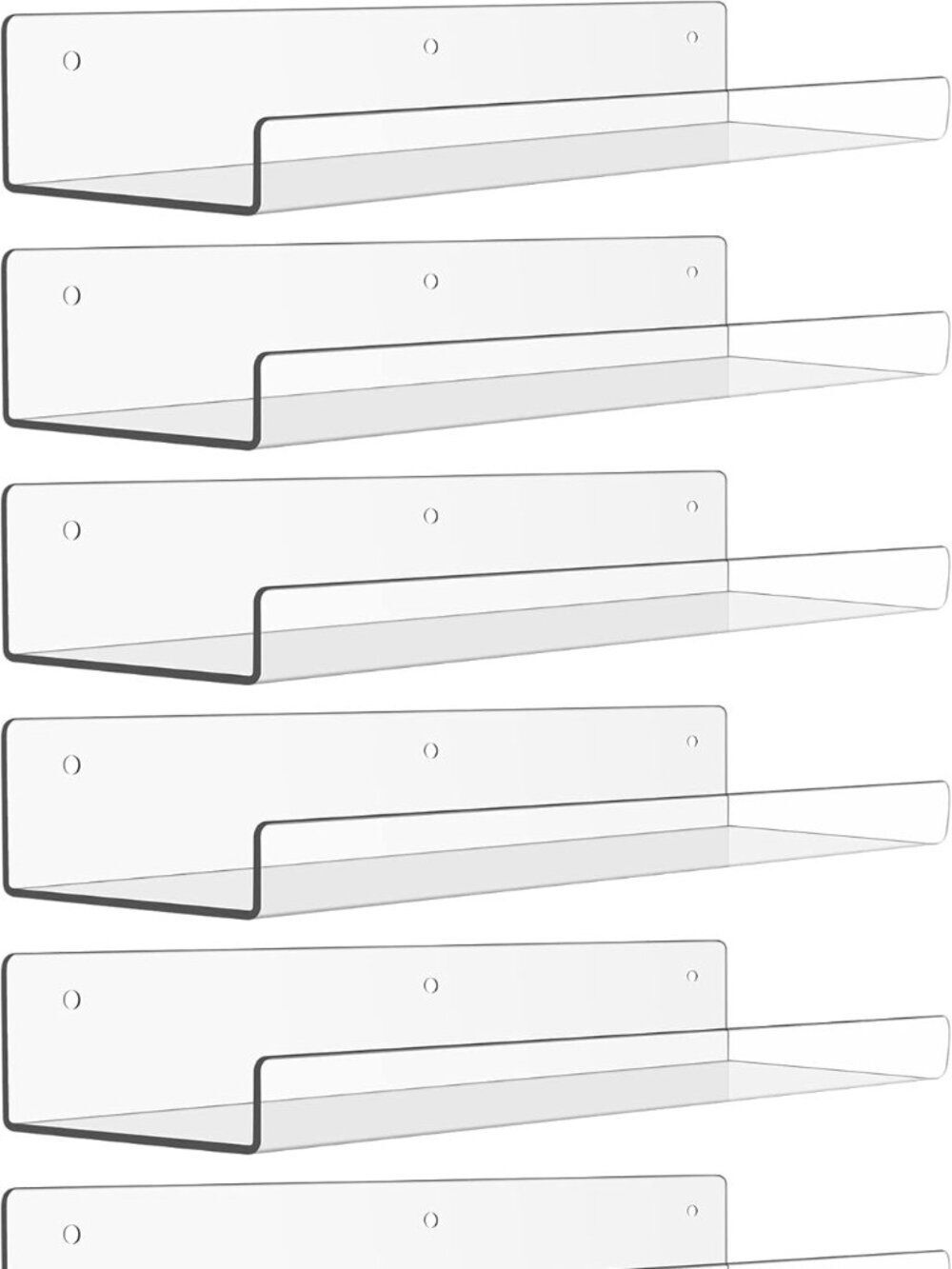 Upsimples 4 Pack Acrylic Floating Shelves  15" x 4“